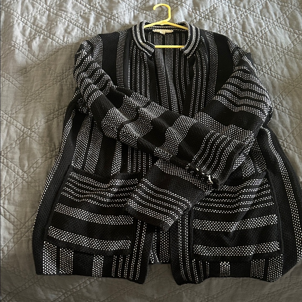 Black and White Striped Cardigan